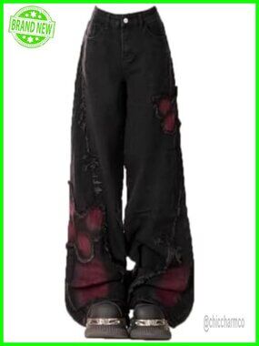 Y2k Butterfly Baggy Goth Cargo Jeans Butterfly Pattern